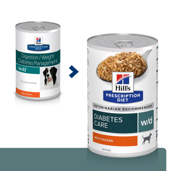 Hill’s Prescription Diet Canine w/d – Hrană Umedă pentru Controlul Greutății și Diabet la Câini, 370g